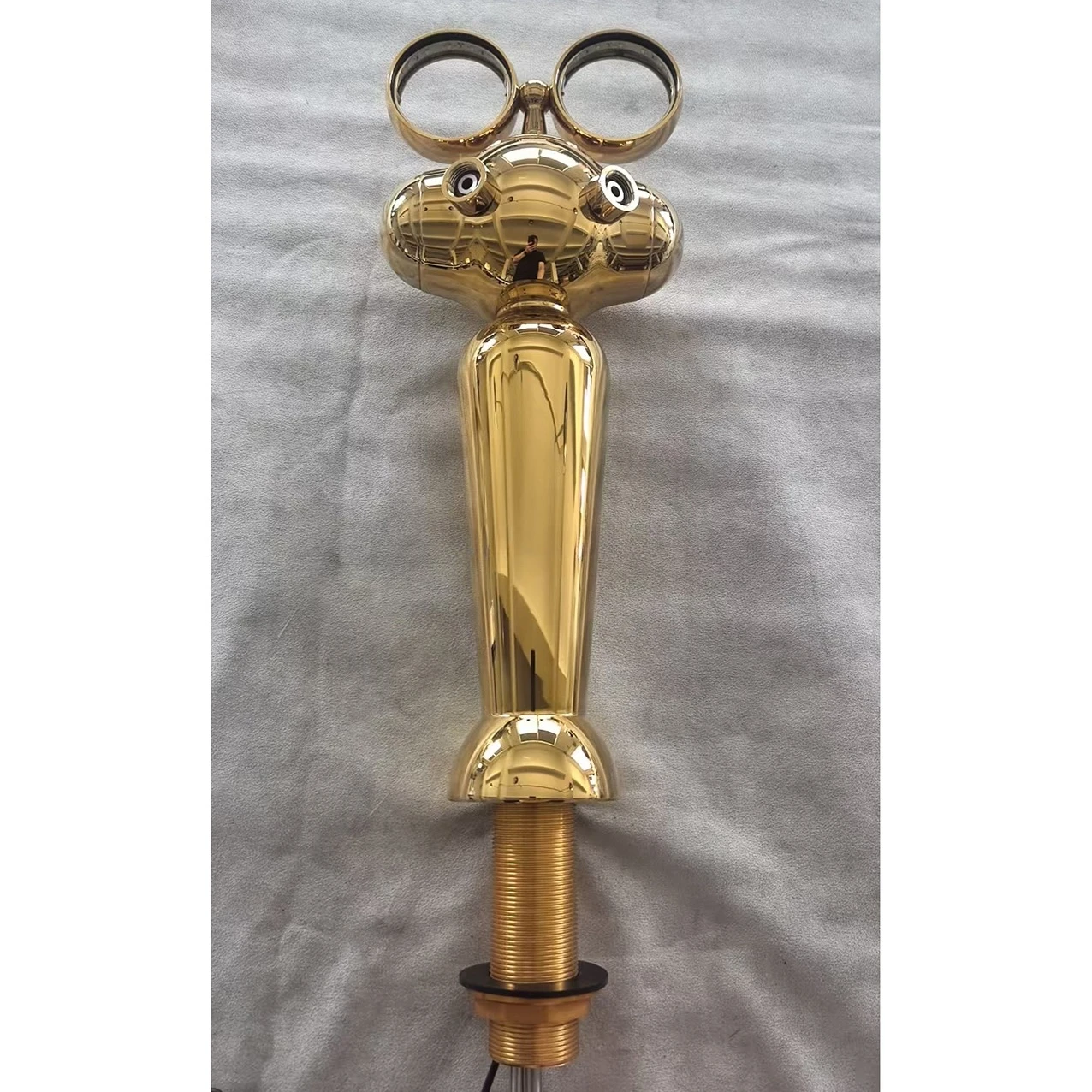 Gold 2-Line Vase Style Beer Tower with Light Emitting Diode Light