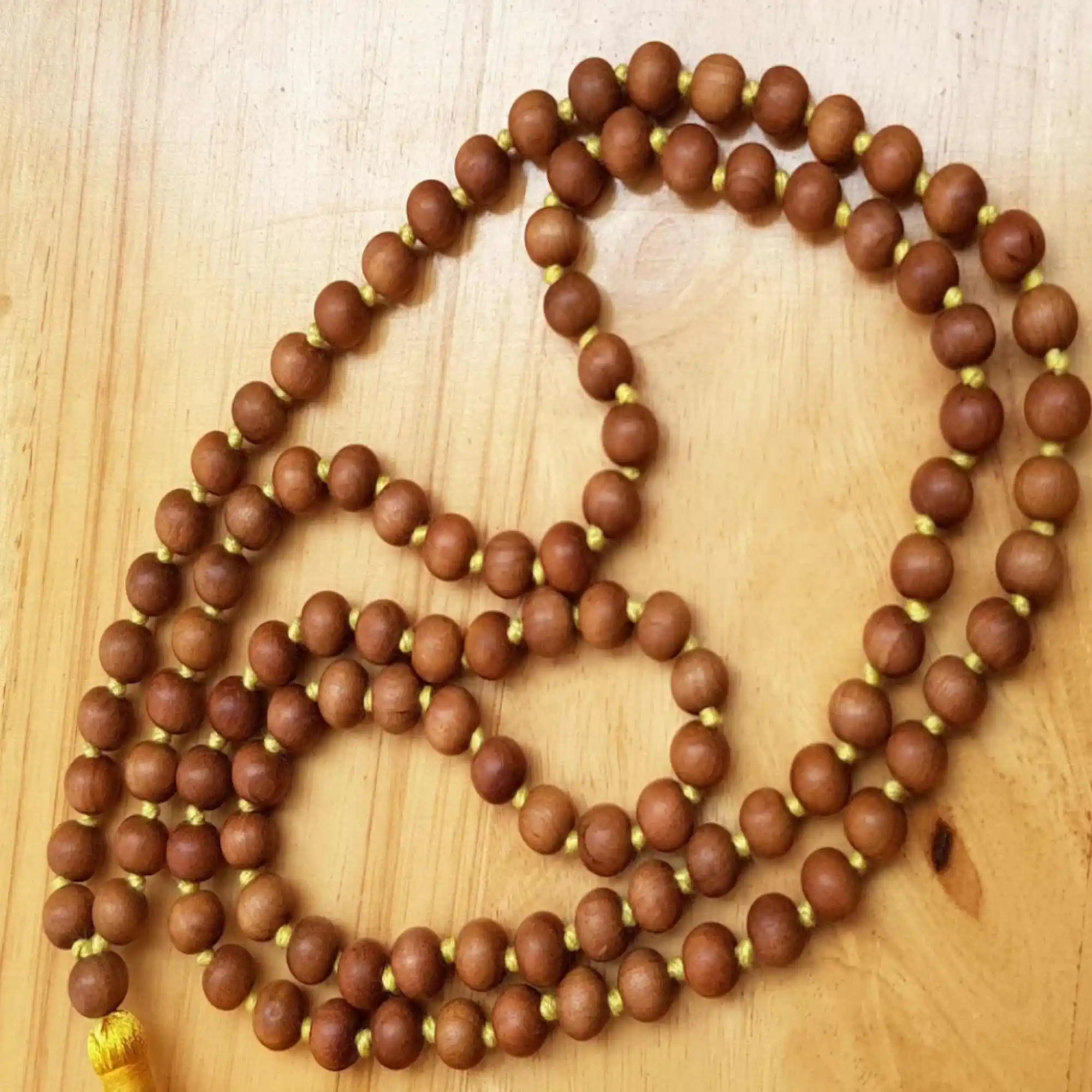 8mm Natural brown round sandalwood beads 108 knot bracelet Rustic Men's Couples Yoga Mala Crystal Gift Tranquility Lariat Prayer