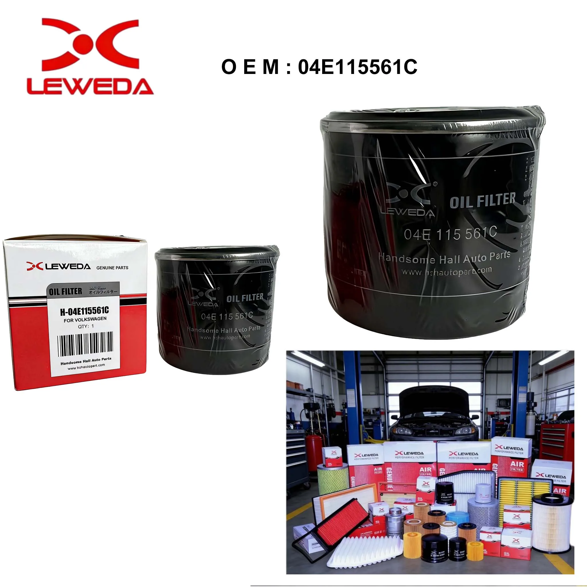 LEWEDA Hochwertiger Ölfilter OEM 04E115561C für Audi A3 VW Golf Passat Skoda Octavia ersetzt 04E115561 04E115561A