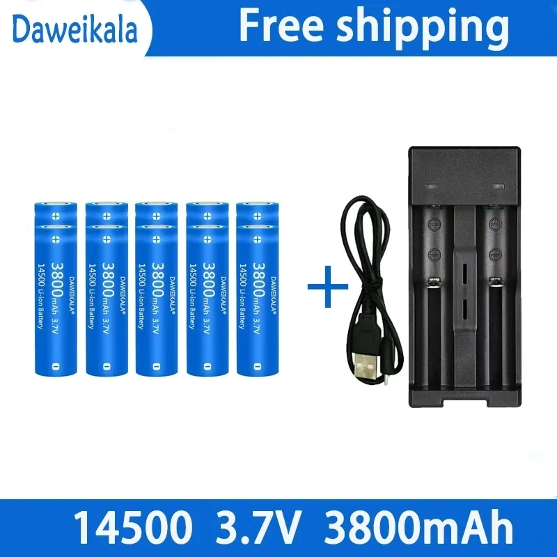 Lot De 3 Batteries Rechargeables Li-Ion 14500 – 3800 MAh, 3.7V, Neuves