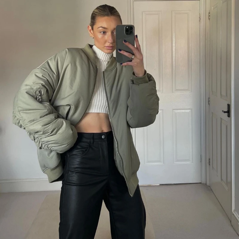 Women's Street Trendy Baseball Jacket Loose Cotton Coat Autumn Winter Parkas Luxury Design Womens Outerwear Cotton Padded Jacket