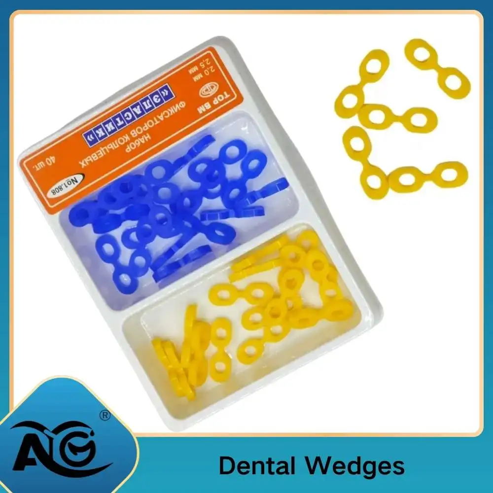AG 40 unidades/caja Separadores dentales elásticos de goma Cuñas de fijación elásticas 2.0/2.5 MM Matrices para composite de dique
