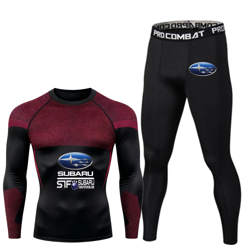 

SUBARU men's sports racing suit, leggings, pants, running T-shirt, SUBARU boxing set, gymnastics training, Muay Thai wrestling s