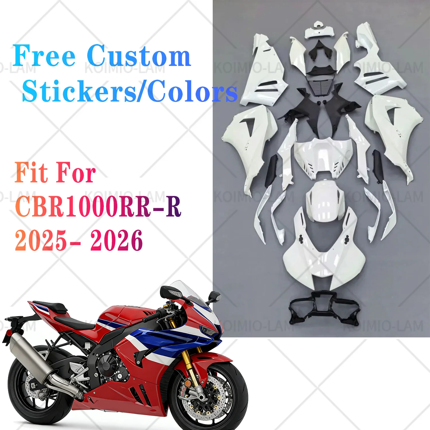 

Подходит для HONDA CBR1000RR-R CBR1000 SP 2022-2026, аксессуары для мотоциклов, обтекатель, комплект кузова, набор панелей CBR 1000 RR-R