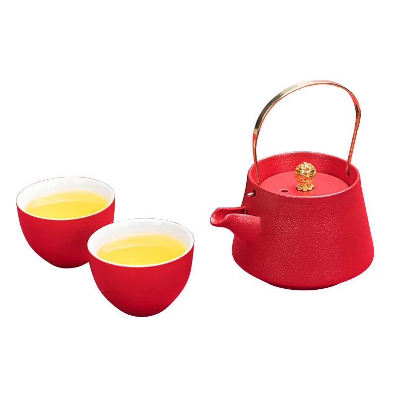 

New style Ceramic tea set Red Tea set tea set teapot Travel convenience Tea set Office household drinking utensils WSHYUFEI