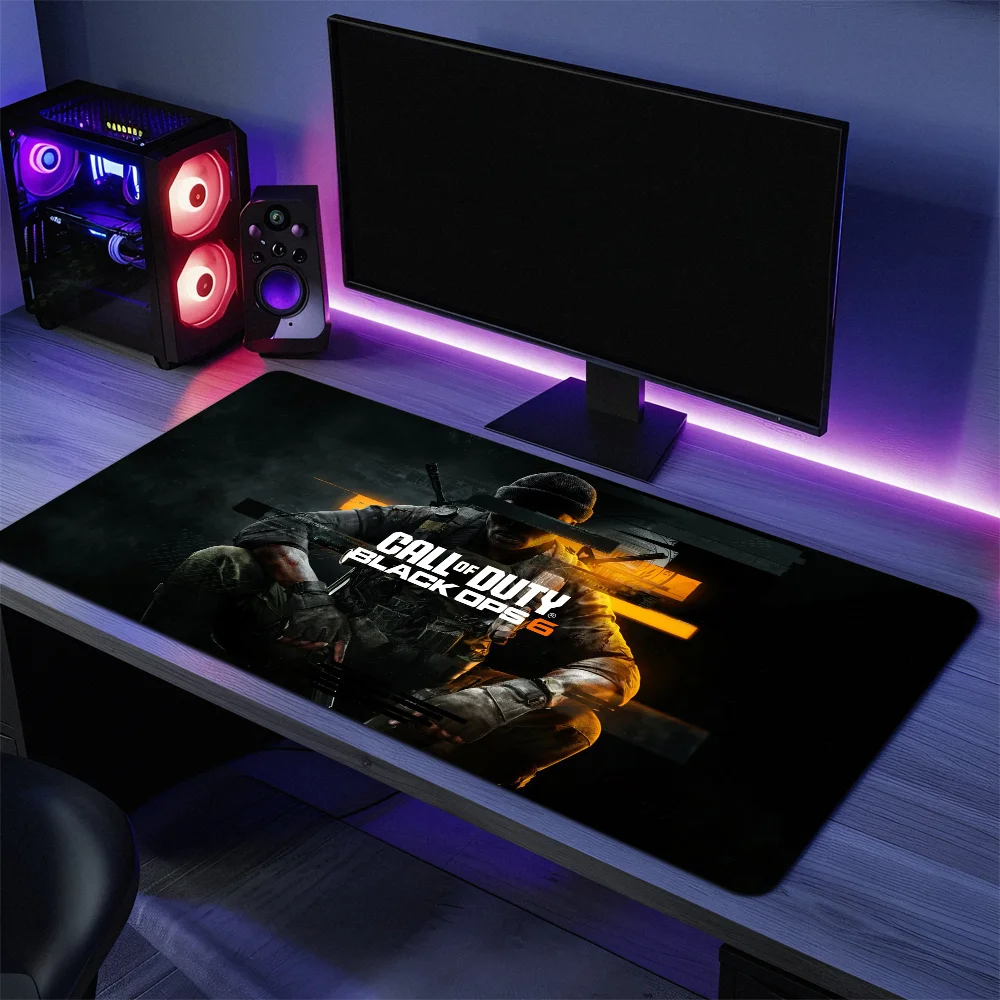 COD Call Of Duty Black Ops 6 Ghost للكمبيوتر الشخصي، لوحة ماوس كبيرة للألعاب، حواف مخيطة، قاعدة مطاطية مضادة للانزلاق ممتدة