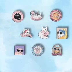 I Love Meow Enamel Pins Custom Oil Painting David Meowie Good Vibe Brooches Lapel Badges Cartoon Animal Fun Jewelry Gift Friends