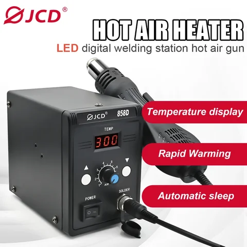 JCD Hot Air Gun 858D 700W BGA Rework Solder Station Soldering Heat Air Gun Station 220V / 110V For SMD SMT Welding Repair Tools