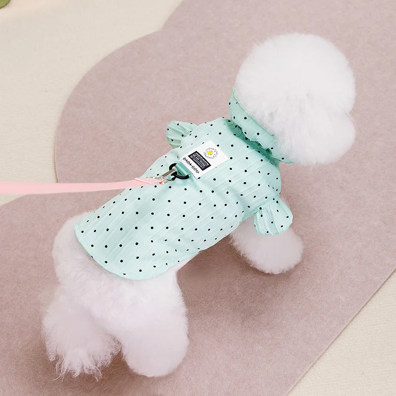 New Teddy Shirt Spring and Summer Dog Two Legged Cardigan Fashion Pet Tank Top Flare Sleeves Dog Clothes Yorkshire Clothing