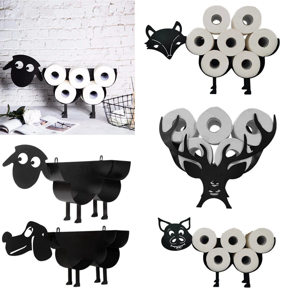 

Funny Metal Iron Animal Shape Decorative Toilet Paper Racks Free Standing Bathroom Tissue Storage Roll Paper Holder Accessories