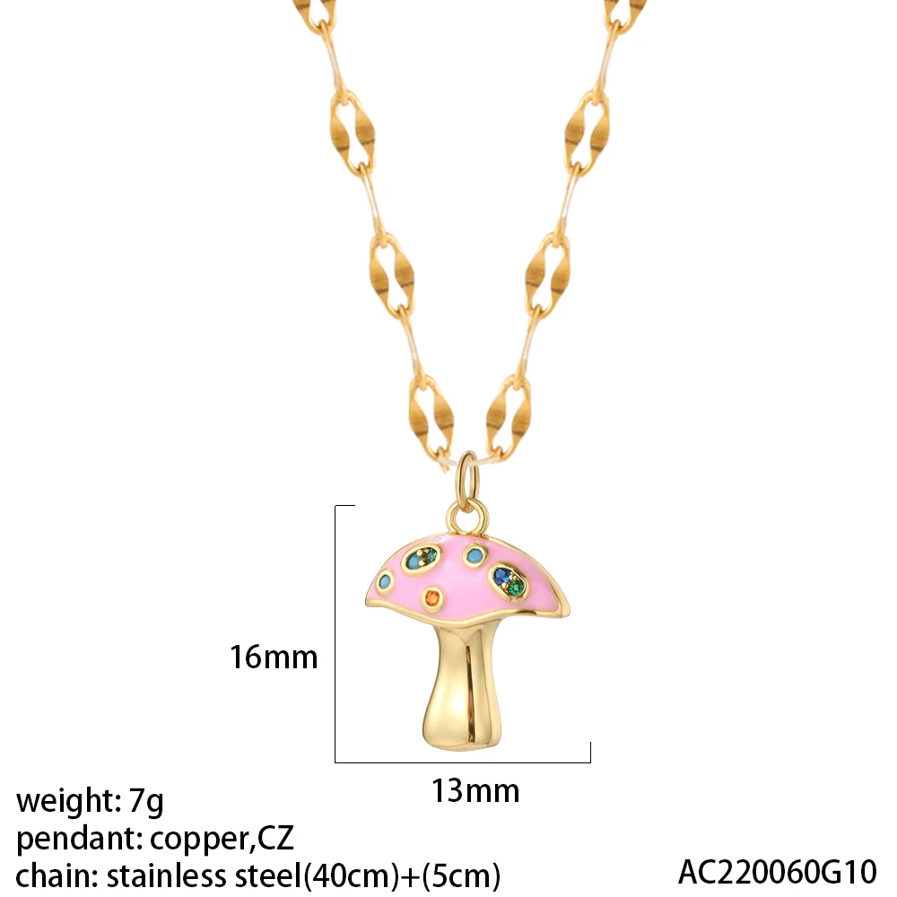 Cute  Pink Heart Blue Eye Necklace for Women Cross Gold Color Pendant Woman\'s Collars Long Stainless Steel Chains Y2k Jewelry