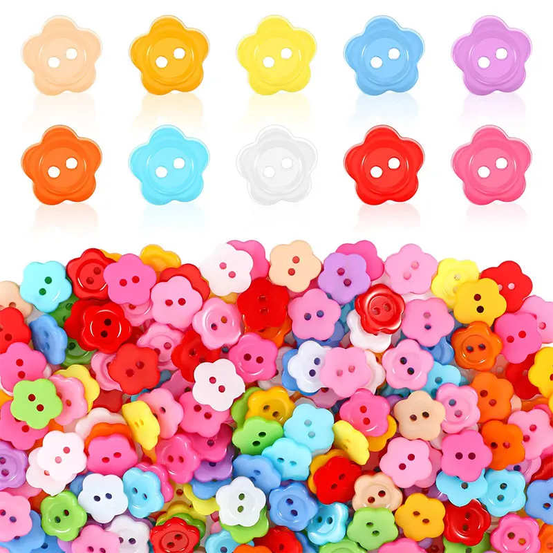 10/20pcs Colorful Resin Buttons Cartoon Plum Blossom Flower Button 2-Holes For Handmade DIY Sewing Supplies Clothing Accessories