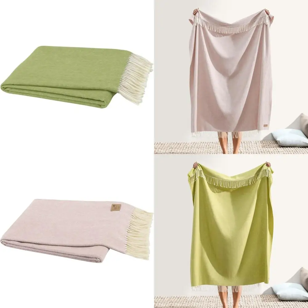 رمي متعرج فاخر على شكل عشبة الليمون - بطانية منسوجة ناعمة مع هامش مزخرف، للاستخدام لجميع المواسم، صنع في إيطاليا، 51 واسعة