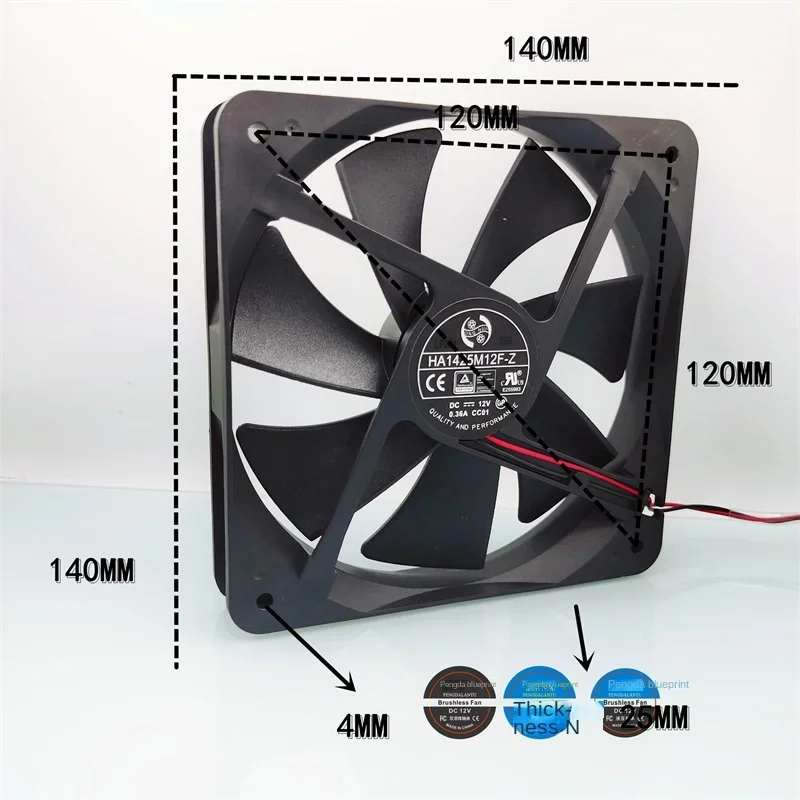 New HA1425M12F-Z 14025 Hydraulic Hole Distance 120MM Computer Case 14CM 12V Cooling Fan