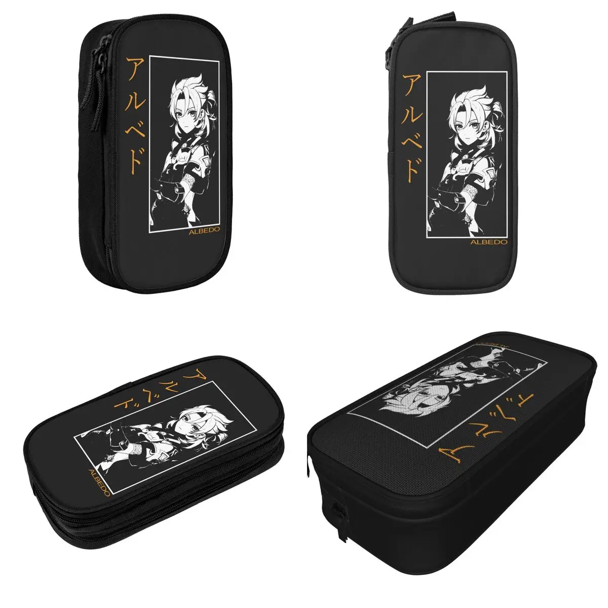 Albedo Genshin Impact Anime Pencil Case Pen Box Pencil Bags Kids Big Capacity Students School Gifts Pencilcases