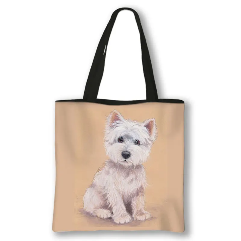 Chihuahua /West Highland White Terrier / British Bulldogs Shoulder Bag Causal Totes Bags Women Handbag Reusable Shopping Bags