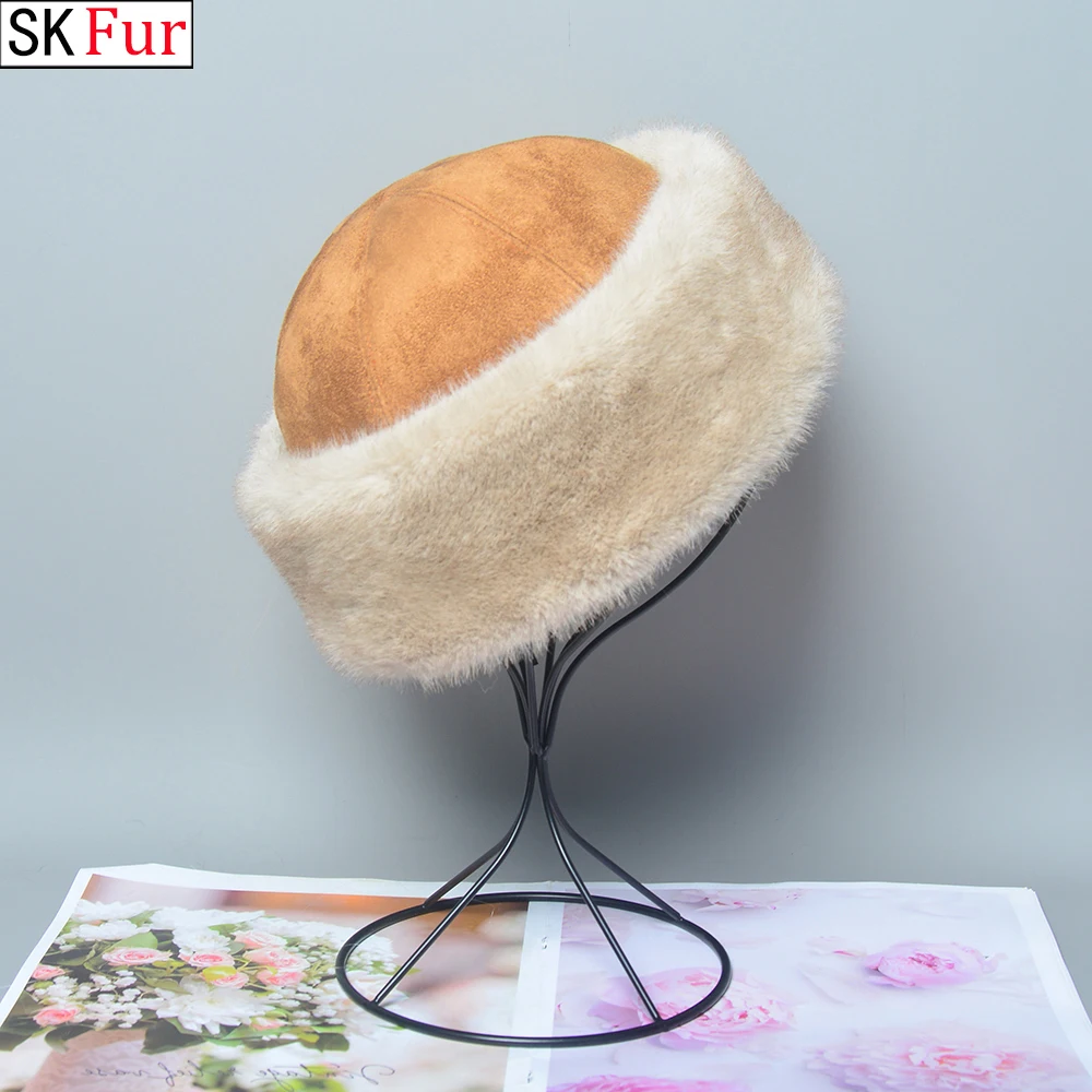 Ushanka Hat New False Brand Caps False Mink Fur Hats For Women Warm Russian Winter Hat For Women Luxurious False Mink Fur Cap