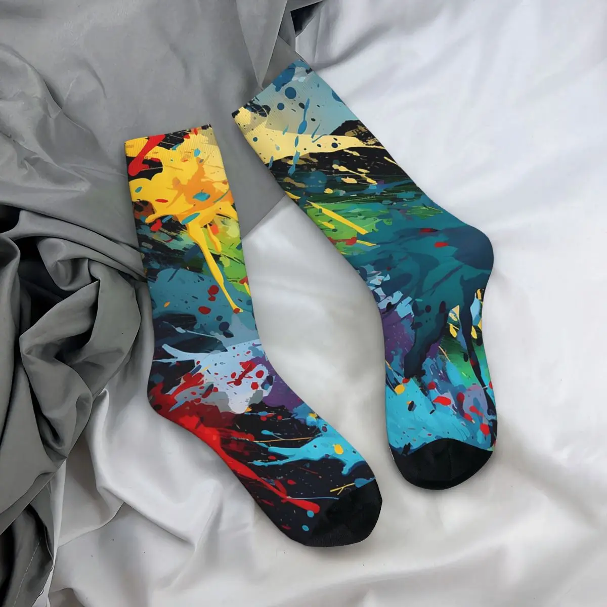 

Носки на все случаи жизни с ярким принтом граффити, длинные носки в стиле хип-хоп для мужчин и женщин, подарки на День святого Валентина