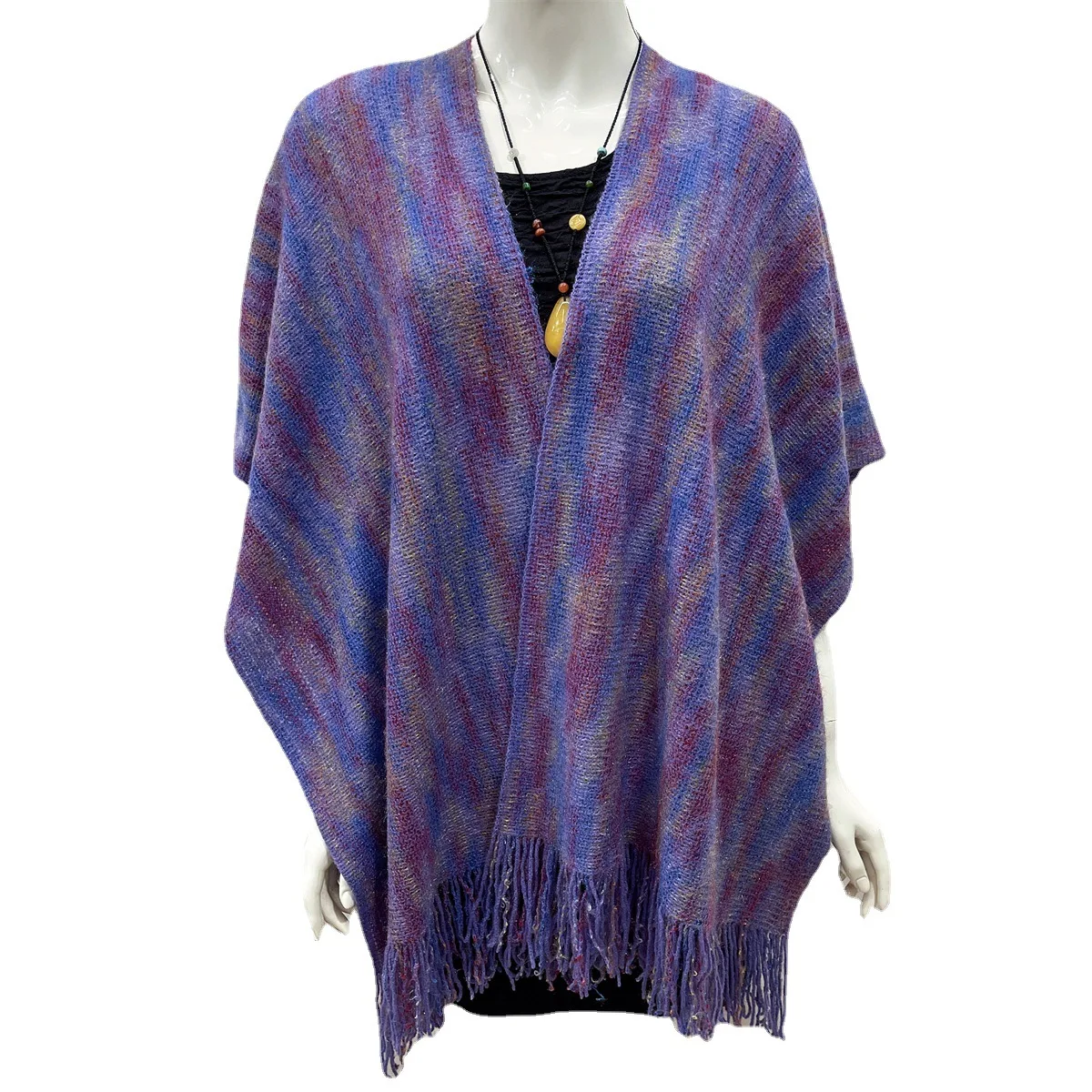 Spring Autumn Poncho Colorful Bali Chiffon Plus Size Women's Clothing European and American irregular tassel cape shawl