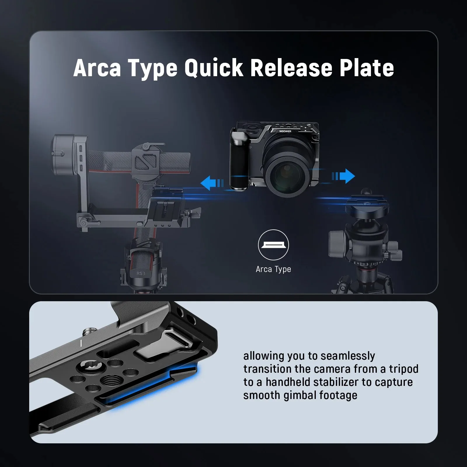 NEEWER Camera Cage for fp/fp L Camera, 1/4" & 3/8" Threads, Arca Quick Release Plate Silicone Grip For Sigma fp fpL