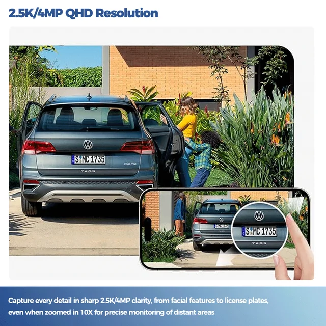 ALEVIO 2.5K Outdoor Solar Surveillance Camera WiFi Wireless Security Camera Ultra Standby AI Detection Color Vision Battery Cam 3