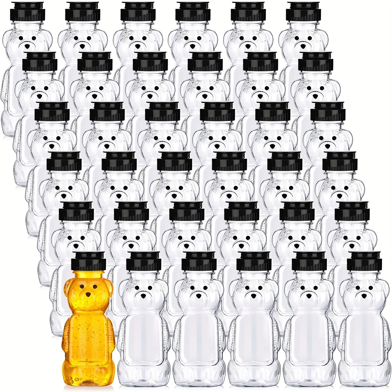 

36pcs 8 Oz Honey Jar Plastic Empty Honey Bear Bottle Honey Dispenser Clear Transparent Honey Containers Bear Cup Honey Squeeze Bottle With Flip Top Lid For Storing Dispensing