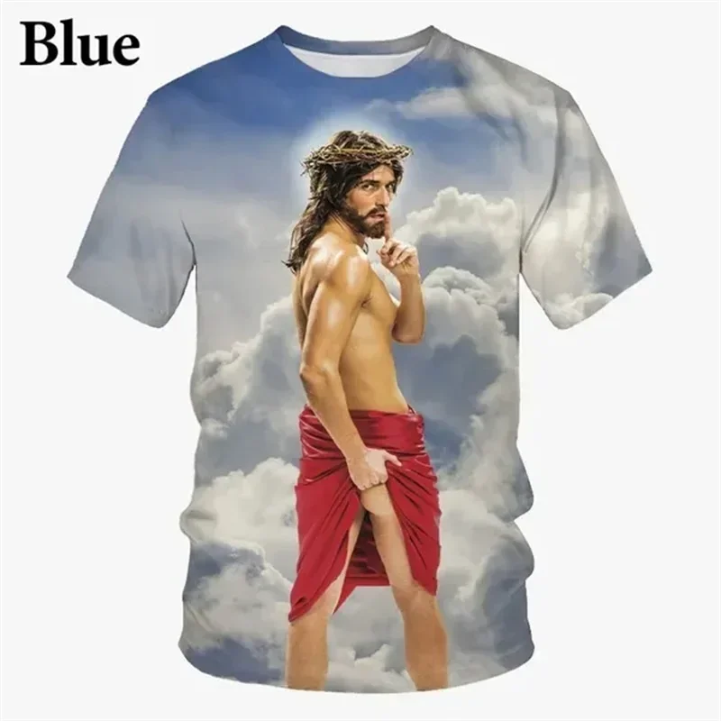 

Y2k Funny Jesus 3D Printed Plus-size Men's and Women's T-shirts Casual Fashion Harajuku Street Sports Quick Dry Breathable