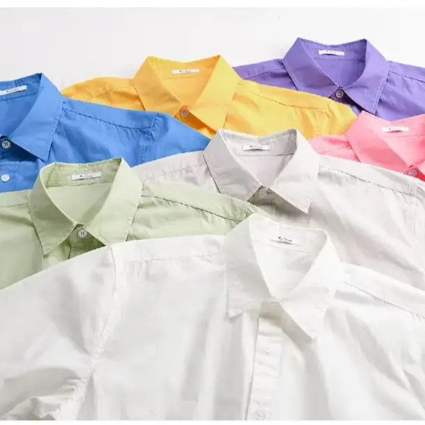 

Korean Style Purple Shirt Men Spring Summer Simple Fresh Shirt Lapel Pure Cotton Long Sleeve Man Shirts Casual Top Basic Shirt