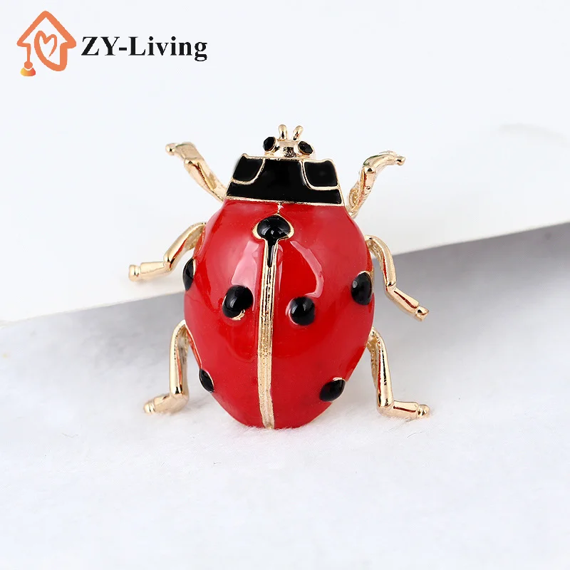 1Pcs Fashion Enamel Red Ladybug Insect Brooches Beetle Pin Scarf Corsage Jewelry Gift