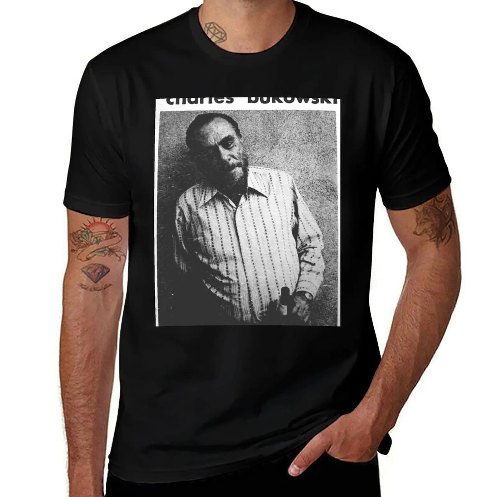 Charles Bukowski Library Photo Study T-Shirt Basic Breathable Solid Color T-Shirt