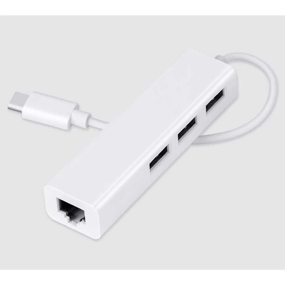 

Тип C Ethernet-адаптер 3 USB 2,0-концентратор Порт локальной сети для мобильного телефона Компьютер Стабильный Интернет 10/100M Внешняя сеть