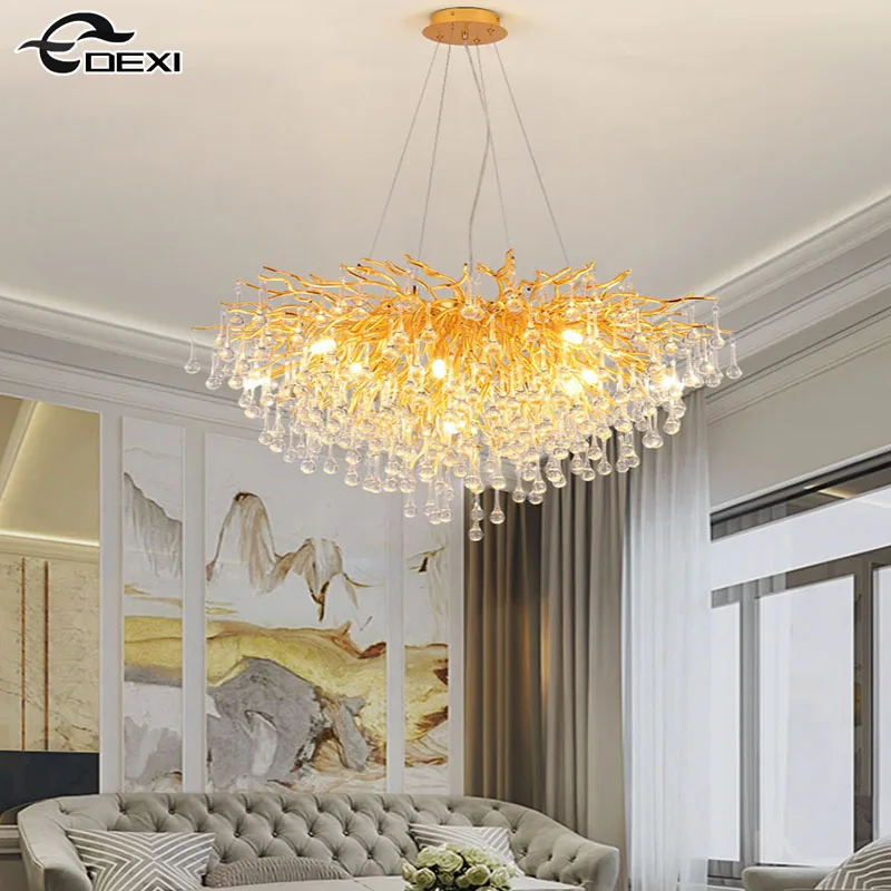 

Postmodern Crystal Light Luxury Bedroom Lamp Living Room LED Chandeliers Villa Ceiling Chandeliers Home Decor Lights Fixtures