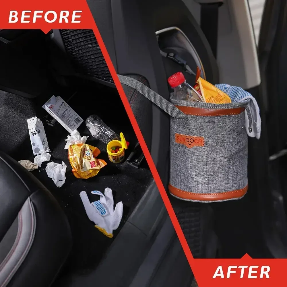 Free Shipping SURDOCA Waterproof Car Trash Can Portable Hanging Garbage Bag Foldable Car Bin Leakproof Liners Car Accessories