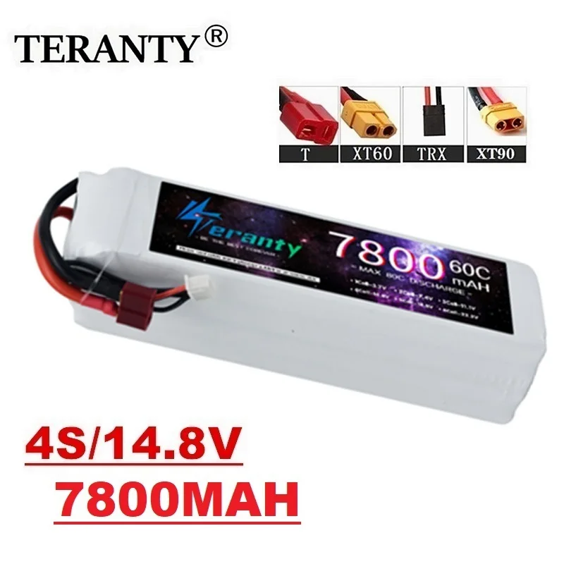 TERANTY 14.8V 4S 7800MAH 60C For Remote Control Car FPV Drones Quadcopter Boat Deans T TRX XT60 XT90 EC8 EC5 Connector 2S