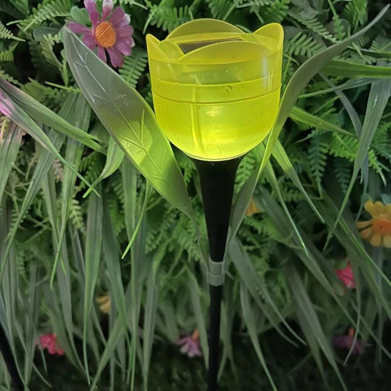 Lâmpada LED Solar Tulip Flower, impermeável, estaca, luzes de gramado, quintal, ao ar livre, decoração do partido, decoração do jardim, 10pcs