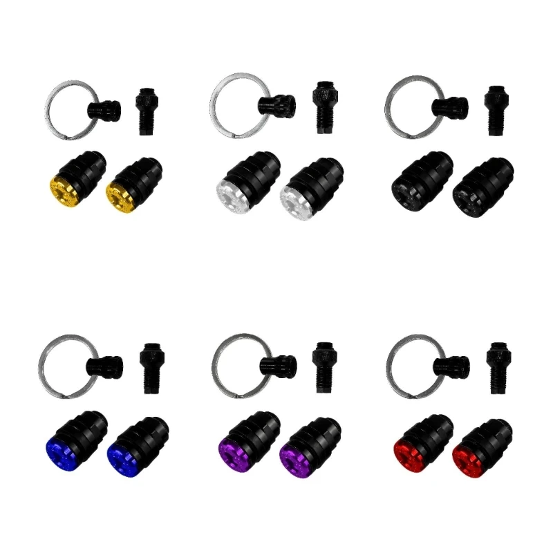 Motorcycle Tire Valves Stem Cover Pair with Locking Structure, Rubber Inserts, and Included Tool for Routine Maintenance