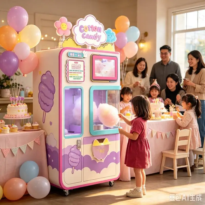 Cotton Candy Vending Machine Customized Self Service Candy Floss Machine Automatic Operation Smart Selling Equipment
