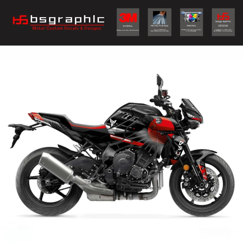 

For Yamaha Mt-10 MT10 2022 23 24 25 26 Motorcycle Body Fairing Protective Sticker Decal Street Bike Darkside Graphic Kit Black