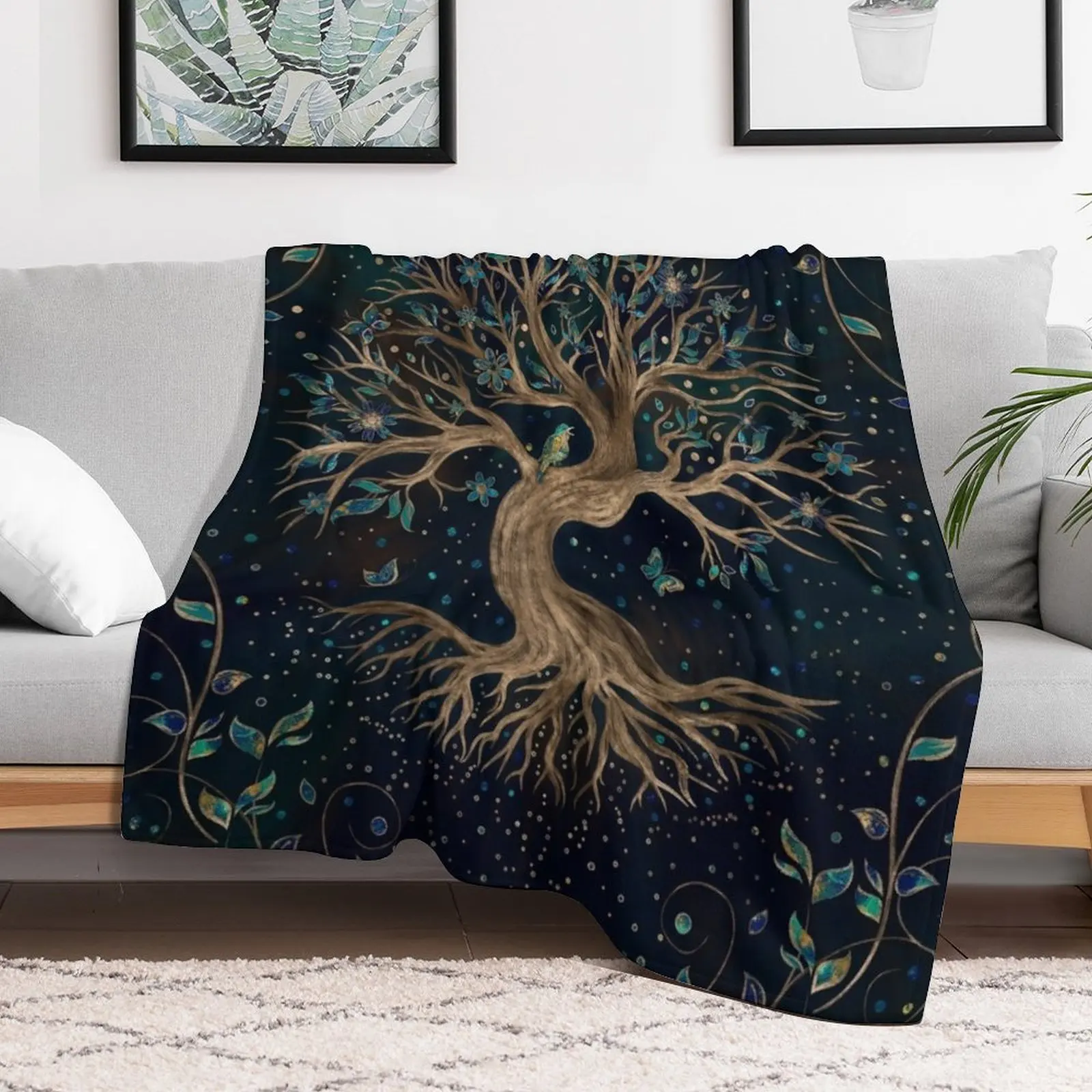 Tree of Life - Yggdrasil Throw Blanket Sleeping Bag Camping Warm Blankets