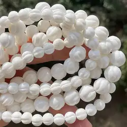 Natural White Tridacna Shell Twist Round Stone Beads For Necklace Bracelet Jewelry Making Strand 15