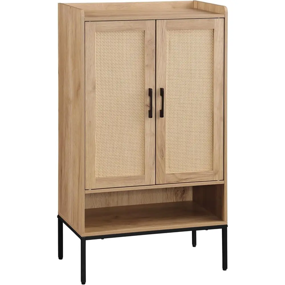 

5-Tier Rattan Shoe Storage Cabinet, Wooden Open Shelves Organizer for Entryway, Hallway, or Bedroom, Natural