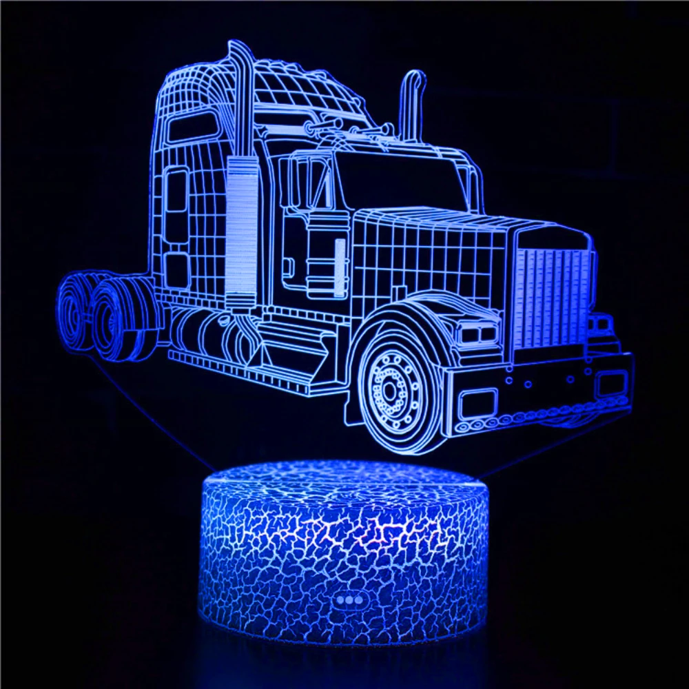 Nighdn Truck 3D Bedside Lamp Illusion Night Light 7 Colors Changing Kids Bedroom Décor Birthday Gift Present for Boy Men Baby