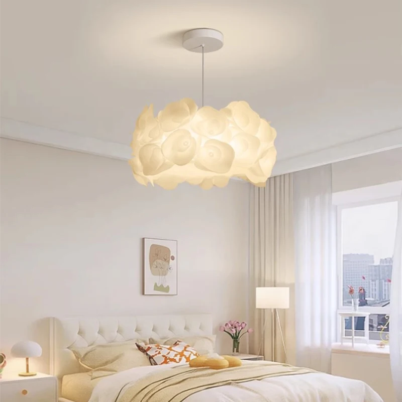 Imagem -05 - Romântico Branco Petal Lâmpadas de Teto Lâmpada de Quarto Quente Simples Modern Girl Room Decor Quarto das Crianças Iluminação Doméstica