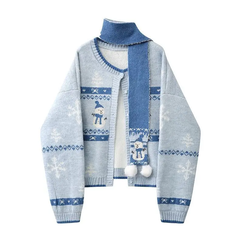 

Fun Snowman Scarf Two-piece Sweater Autumn and Winter New Style Lazy and Warm Men and Women Same Style