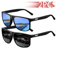 2 PCS Fashion Vintage Check Pattern Square Sunglasses Men Women Fishing Driving Luxury Brand Designer Sun Glasses UV400 Eyewear