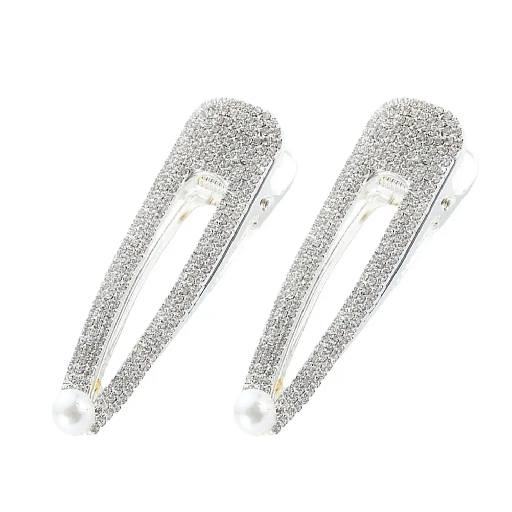 

2 Pcs Pearl Hair Clip Rhinestone Hairpins Women Accessories Zinc Alloy Bride Wedding Headdress Long Hair Styling Lightweight