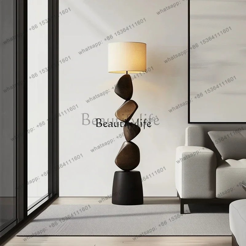 54Italian creative solid wood floor ornament can illuminate the vertical atmosphere decoration next to the sofa