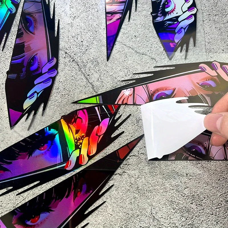 1 زوج أنيمي عيون JDM ملصقات السيارات مقاوم للماء موتو الجبهة هدية لوحات جانبية خزان الوقود سكوتر كهربائي نافذة السيارات شارات الفينيل #6