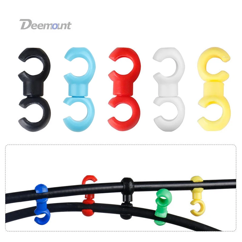 Deemount S-Shaped Clips for Bicycle Brake Shift Line Hose Guide Bike Cross Cable Tidy Ties Buckle Holder C Hooks Multi Color