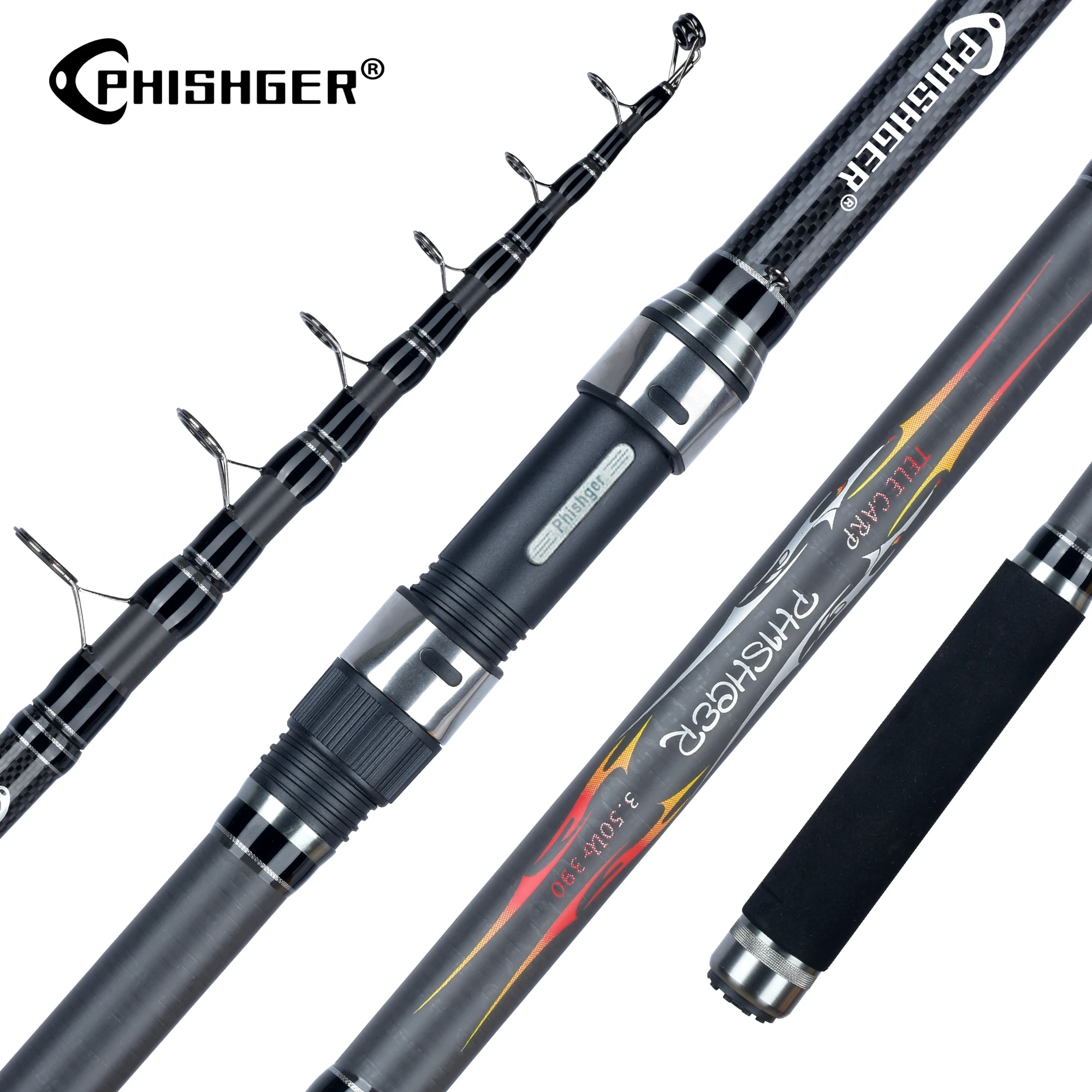 PHISHGER Telescopic Carp Fishing Rod 3.5lbs 3.0/3.3/3.6/3.9/4.2m 30T Carbon Travel Spinning Power 40-160g Surfcasting Hard Pole